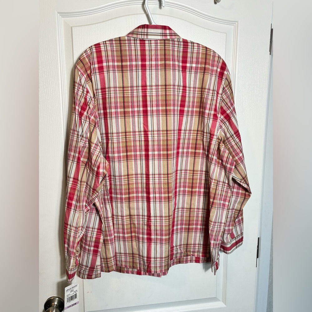 Women’s Alfred Dunner Long Sleeve Button Up Pink Plaid Shirt NWT Size 22W - Picture 9 of 13